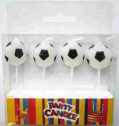 Football / Soccer Pick Happy Birthday Candles With 20.4 G White And Black Printing Wax