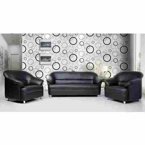 Black Leather Sofa Set