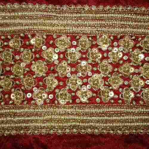 Hand Embroidery Red Saree Border