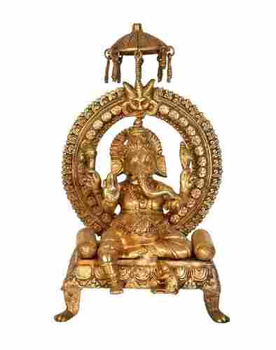 Maha Ganapathi Sat on Throne with Parasol
