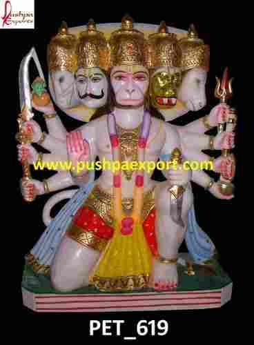 White Marble Painted Lord Hanuman Ji Statue