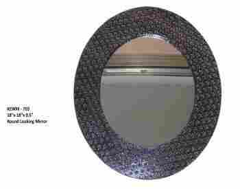 Silver Metallic Oval Shape Mirror