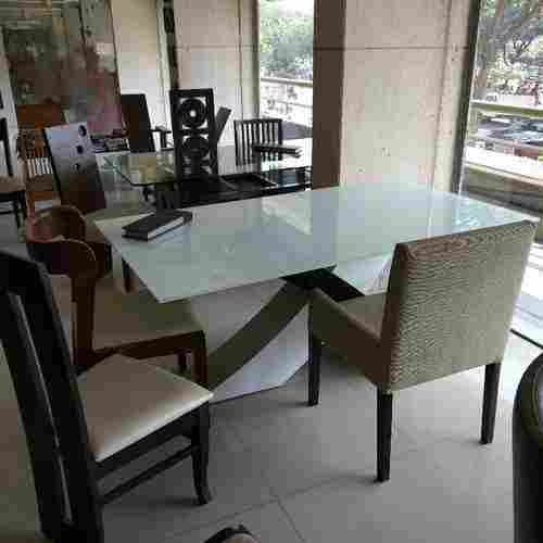 Wooden With Glass Dinning Table 