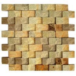 Half Rock Yellow Mint Sandstone Wall Cladding Mosaic Tiles