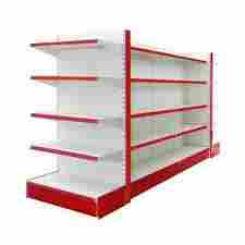 Red and White Color Departmental Store Racks