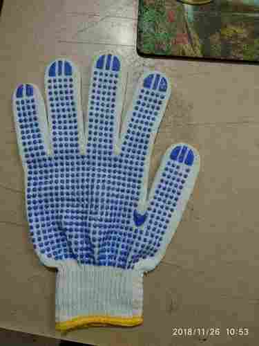 Industrial White And Blue Dotted Cotton Gloves