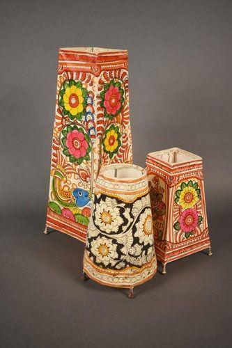 Locking Hand Painted Leather Lamp Shades