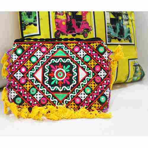 Indian Banjara Bohemian Handbags Sling Embroidery And Mirror Work With Tassels Multicolored Beautiful Clutch Bag