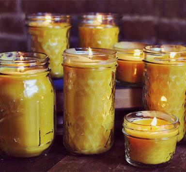 Beeswax Candles In Glass Jars