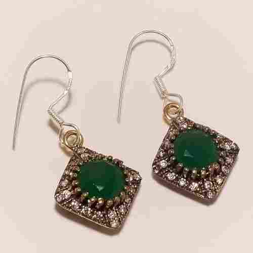 Sterling Silver Emerald Earring