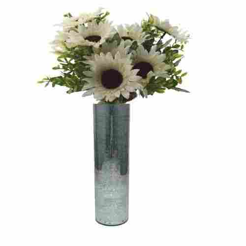 Cylindrical Silver Green Carrara Rainbow Glass Flower Vase