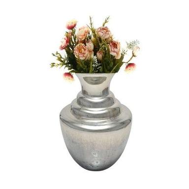 Fluted Silver On Stone Glass Flower Vase Application: Fo Coustruction
