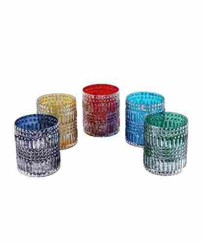 Set of 5 Multi Color Jewelled Glass Votive Candle Holder (Deco Dreamz)