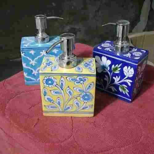 Cube Shape Designer Blue Pottery Dispenser