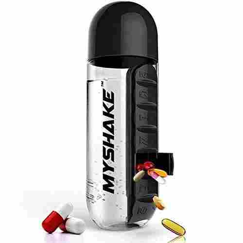 Myshake Water Bottle with Pills Organizer 600ML (Black)