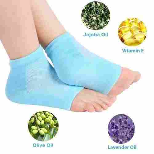 Purastep Unisex Silicone Gel Heel Socks With Spa Botanical GelPad - 2 Count (Free Size, Blue)