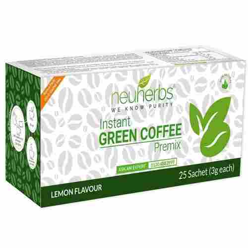 Instant Green Coffee Premix with Lemon Flavour for Weight Management (20+5 Sachet), Each 3g