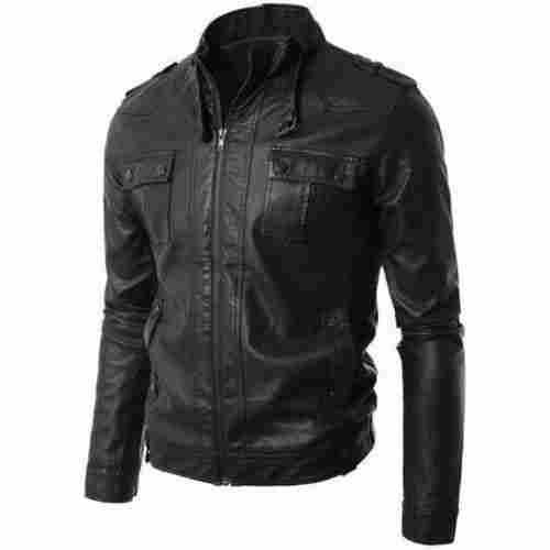 Black Color Full Sleeve Men Leather Jacket