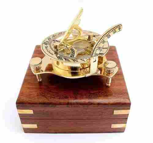 Solid Polished Brass Compass Sundial