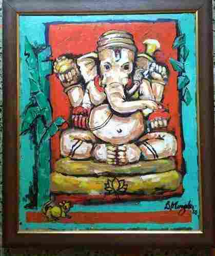 Ganesh Painting 22/24 (Inch) Acrylic On Canvas