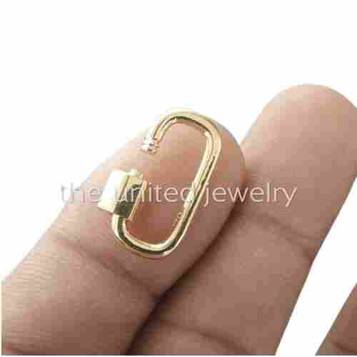14k Yellow Gold 20x10mm Designer Carabiner Lock Bracelet Pendant Necklace Lock Fine Jewelry