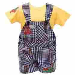 Wise Owl Kids Checked Dungaree Set