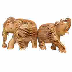 Wooden Meenakari Work Elephant Statue