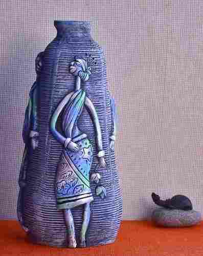 Terracotta Warli Hand-Painted Flower Vase