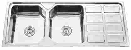 Double Bowl Sink with Drain