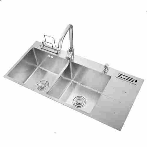 Kitchen Sink With Drain Board Double Bowl