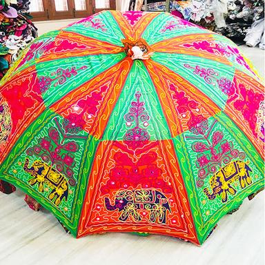 Multi- Color Rajasthani Sun Umbrellas Handmade Cotton Banjara Work Fashion Umbrella