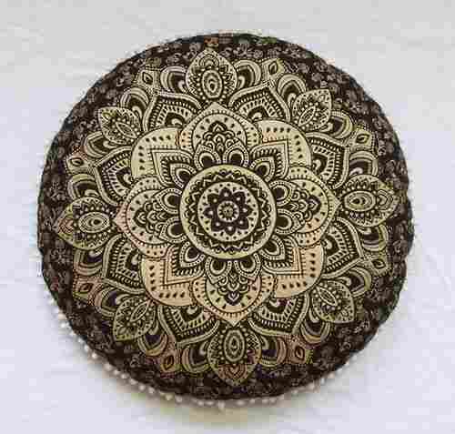 Mandala Round Floor Pillow Cover Ethnic Hand Printed Cushion Cover