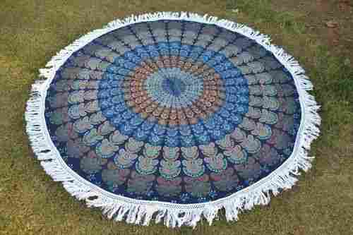 Indian Peacock Naptol Print Mandala Pattern Cotton Roundie