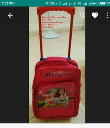 Printed Red Trolley School Bag Size: 16 Inch