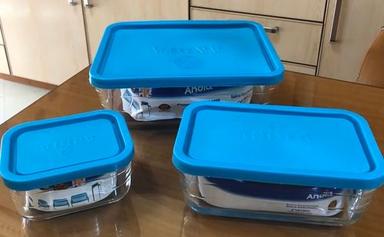 Glass Food Storage Container (3 Pieces Rectangle Zangan)