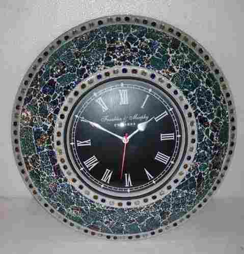 Handmade Wall Clock Crafted Glass Stone