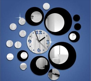 Black And Silver Removable Diy Acrylic 3D Mirror Wall Sticker Decorative Clock