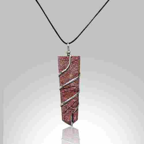 Natural Stone Red Jasper Flat Wrap Pendant