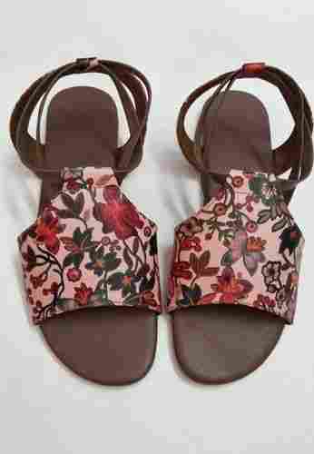 Flower Print Ladies Designer Flat Sandal