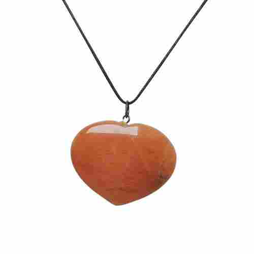 Natural Stone Carnelian Heart Puff Pendant For Intimacy