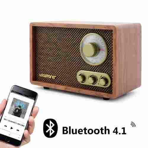 Vintage Portable Blue Tooth Speaker FM Radio Antique Design Wooden Radio