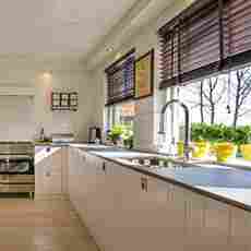 Kitchen Window Shade Horizontal Venetian Slat Real Wood Blinds