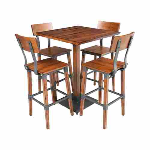 Wooden and Metal High Table and Chair Set