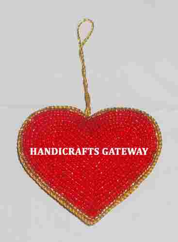 Beaded Zari Embroidery Heart Shape Ornament