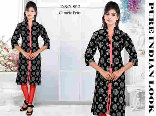 Black And Red Color Simple Kurti