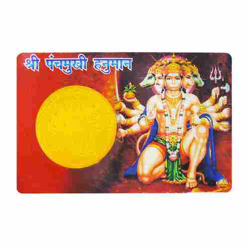 Ratnatraya Energized Shri Panchmukhi Hanuman Durghatna Nashak Golden Coin ATM Card Wallet Yantra