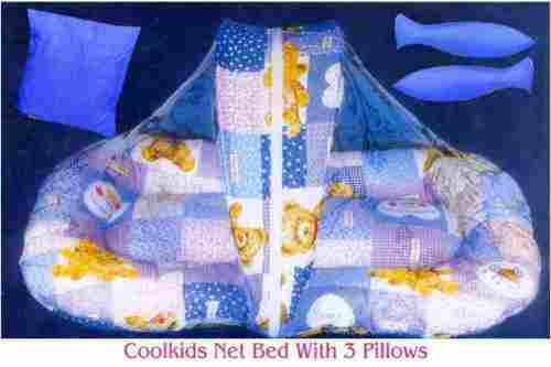 Baby Cotton Net Bed With 3 Pillows