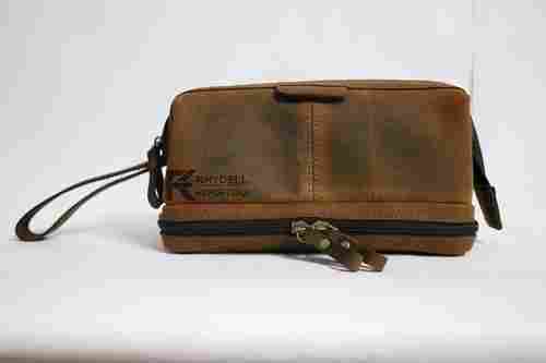 Brown Color Leather Toiletry Bag