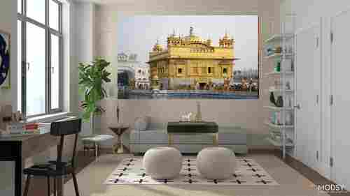 Golden Temple On Wall Glass