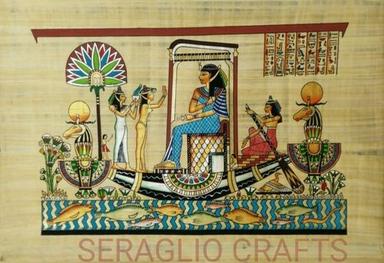 Handmade Original Papyrus Egyptian Painting Size: 26X38 Inch